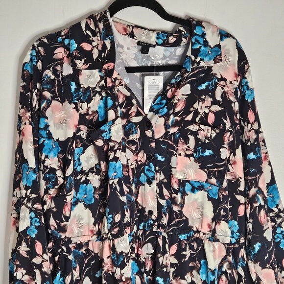 Torrid Midi Floral Button Front Shirtdress 2X/18-20 - Picture 6 of 12